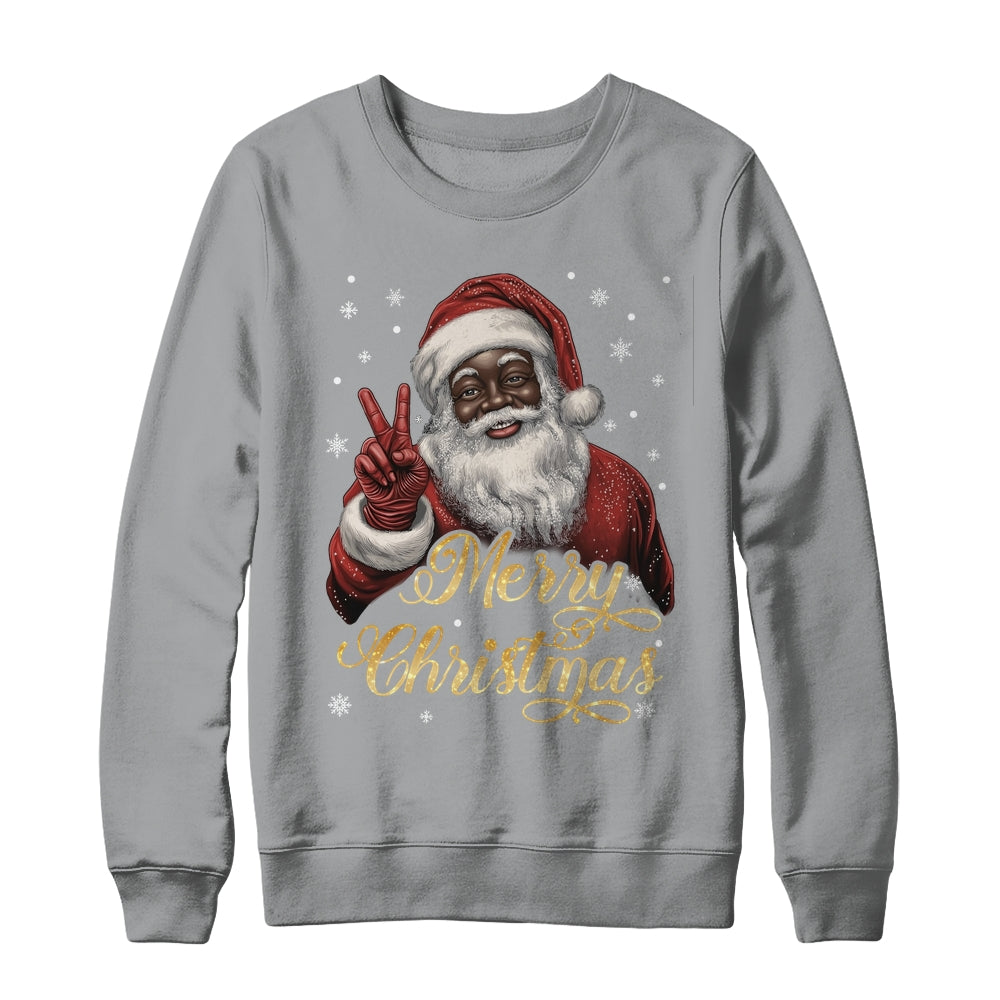 Funny African American Santa Christmas Family Matching Men Shirt & Sweatshirt | teecentury