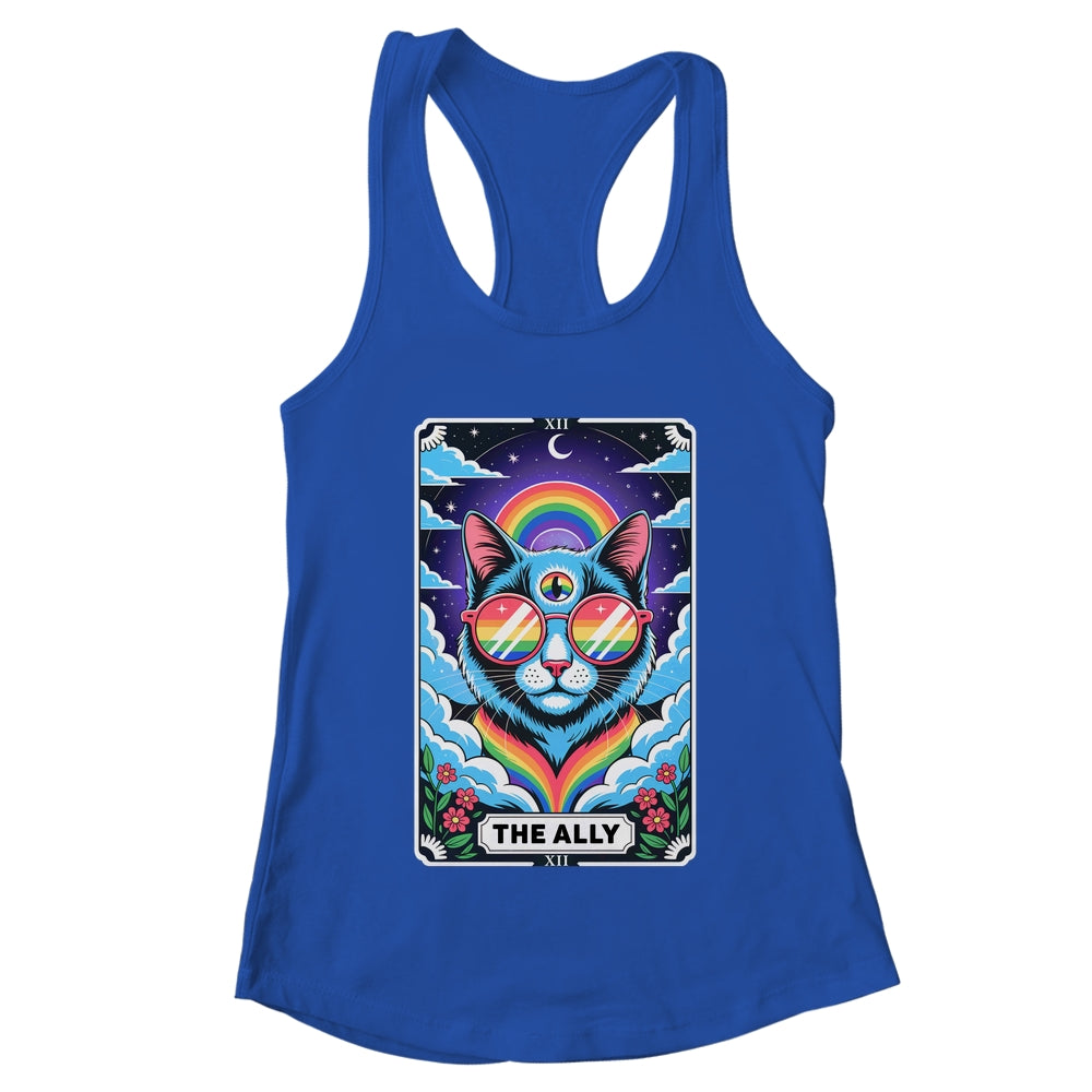 Funny Ally Cat Tarot Card Pride Sunglasses Gay Pride LGBTQ Shirt & Tank Top | teecentury