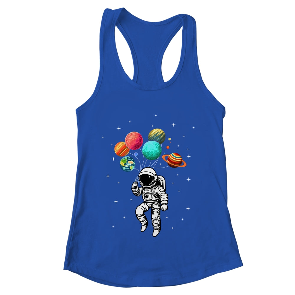 Funny Astronaut With Planets In Hand For Men Women Spaceman Shirt & Tank Top | teecentury