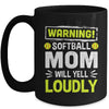 Funny Basketball Mom Warning Basketball Mom Will Yell Loudly Mug | teecentury