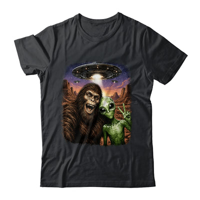 Funny Bigfoot Alien Sasquatch Selfie Rock On Peace Sign Ufo Shirt & Hoodie | teecentury