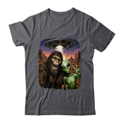 Funny Bigfoot Alien Sasquatch Selfie Rock On Peace Sign Ufo Shirt & Hoodie | teecentury