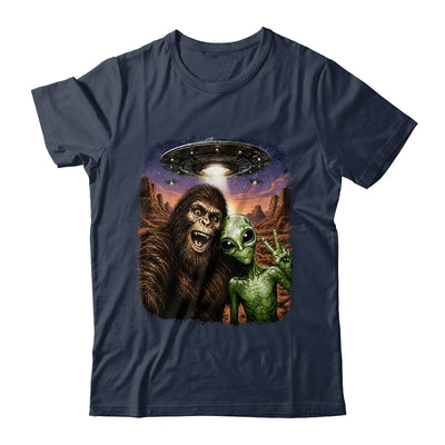 Funny Bigfoot Alien Sasquatch Selfie Rock On Peace Sign Ufo Shirt & Hoodie | teecentury