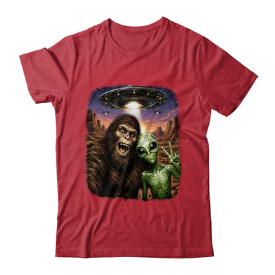 Funny Bigfoot Alien Sasquatch Selfie Rock On Peace Sign Ufo Shirt & Hoodie | teecentury