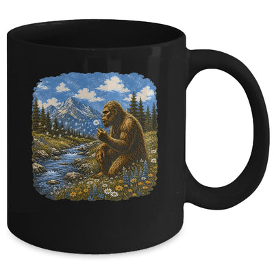 Funny Bigfoot Blowing Dandelion Sasquatch Wishes Vintage Art Mug | teecentury