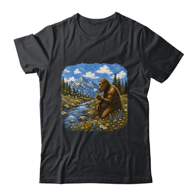 Funny Bigfoot Blowing Dandelion Sasquatch Wishes Vintage Art Shirt & Hoodie | teecentury