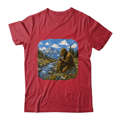 Funny Bigfoot Blowing Dandelion Sasquatch Wishes Vintage Art Shirt & Hoodie | teecentury