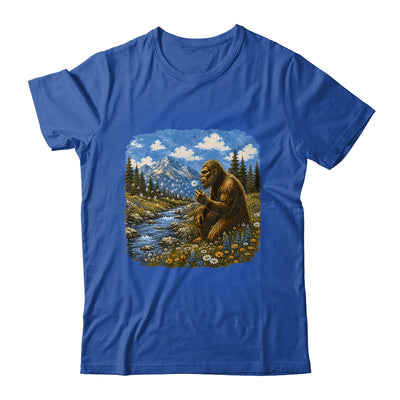 Funny Bigfoot Blowing Dandelion Sasquatch Wishes Vintage Art Shirt & Hoodie | teecentury