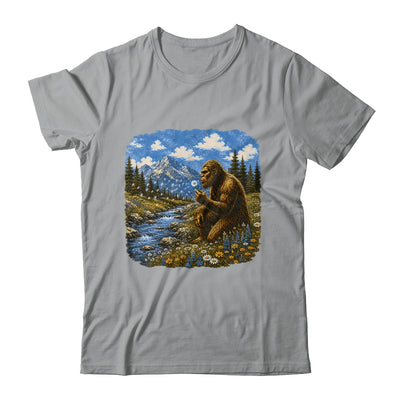 Funny Bigfoot Blowing Dandelion Sasquatch Wishes Vintage Art Shirt & Hoodie | teecentury