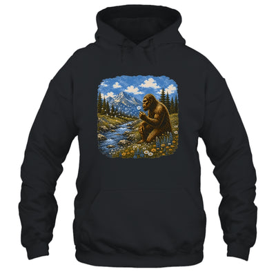 Funny Bigfoot Blowing Dandelion Sasquatch Wishes Vintage Art Shirt & Hoodie | teecentury