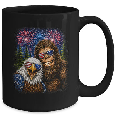 Funny Bigfoot Eagle Selfie Rock On 4Th Of July Men Women Mug | teecentury