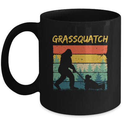 Funny Bigfoot Lawn Mowing Grassquatch Caretaker Landscaping Mug | teecentury