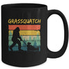 Funny Bigfoot Lawn Mowing Grassquatch Caretaker Landscaping Mug | teecentury