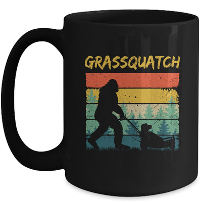 Funny Bigfoot Lawn Mowing Grassquatch Caretaker Landscaping Mug | teecentury