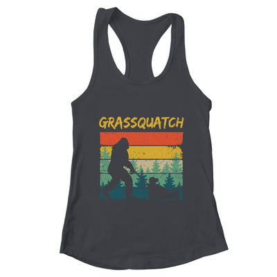 Funny Bigfoot Lawn Mowing Grassquatch Caretaker Landscaping Shirt & Tank Top | teecentury