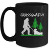 Funny Bigfoot Lawn Mowing Grassquatch Lawn Mower Men Women Mug | teecentury