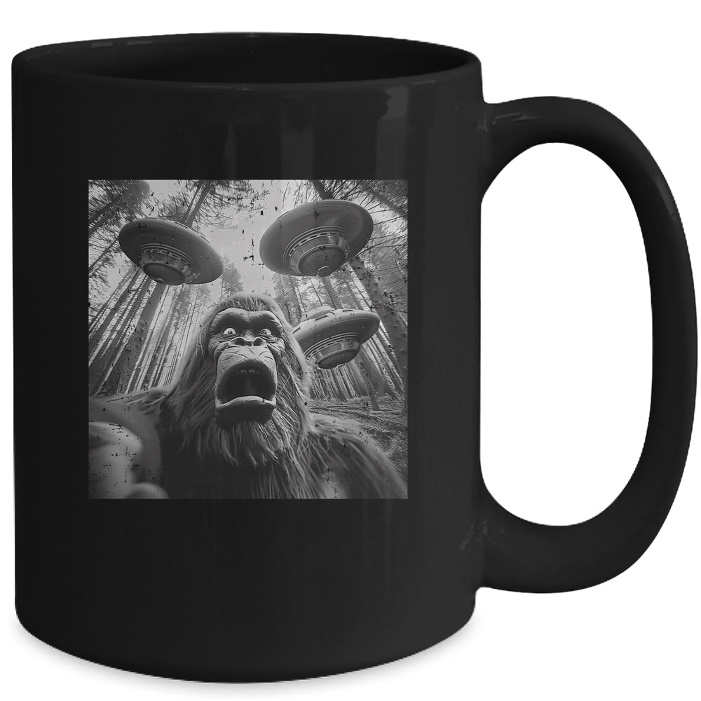 Funny Bigfoot Sasquatch Alien UFO Men Women Graphic Selfie Mug | teecentury