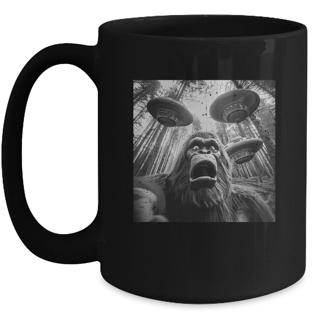 Funny Bigfoot Sasquatch Alien UFO Men Women Graphic Selfie Mug | teecentury