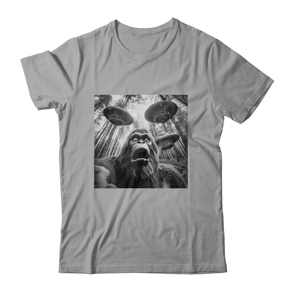 Funny Bigfoot Sasquatch Alien UFO Men Women Graphic Selfie Shirt & Tank Top | teecentury