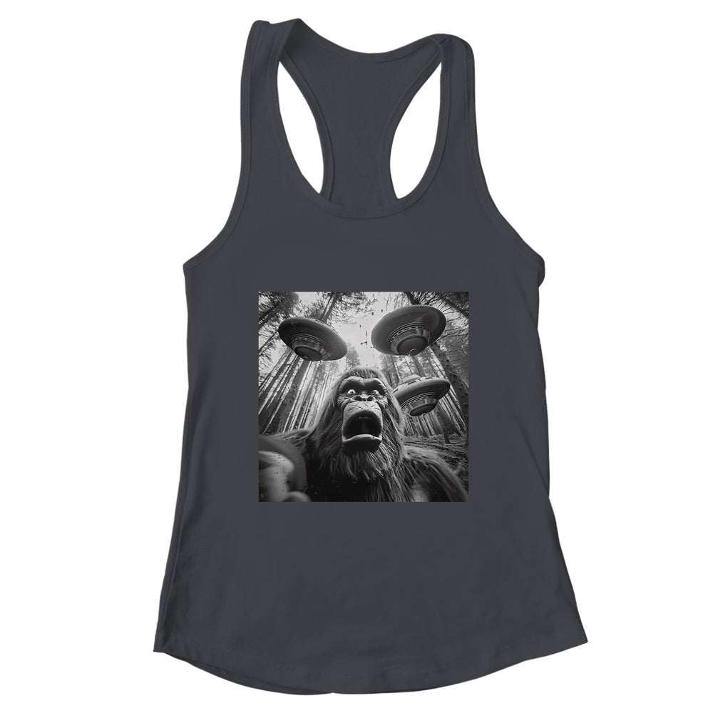 Funny Bigfoot Sasquatch Alien UFO Men Women Graphic Selfie Shirt & Tank Top | teecentury