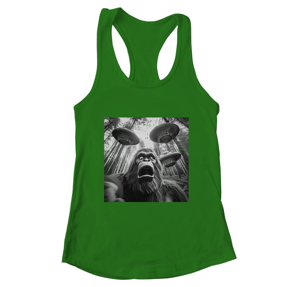 Funny Bigfoot Sasquatch Alien UFO Men Women Graphic Selfie Shirt & Tank Top | teecentury