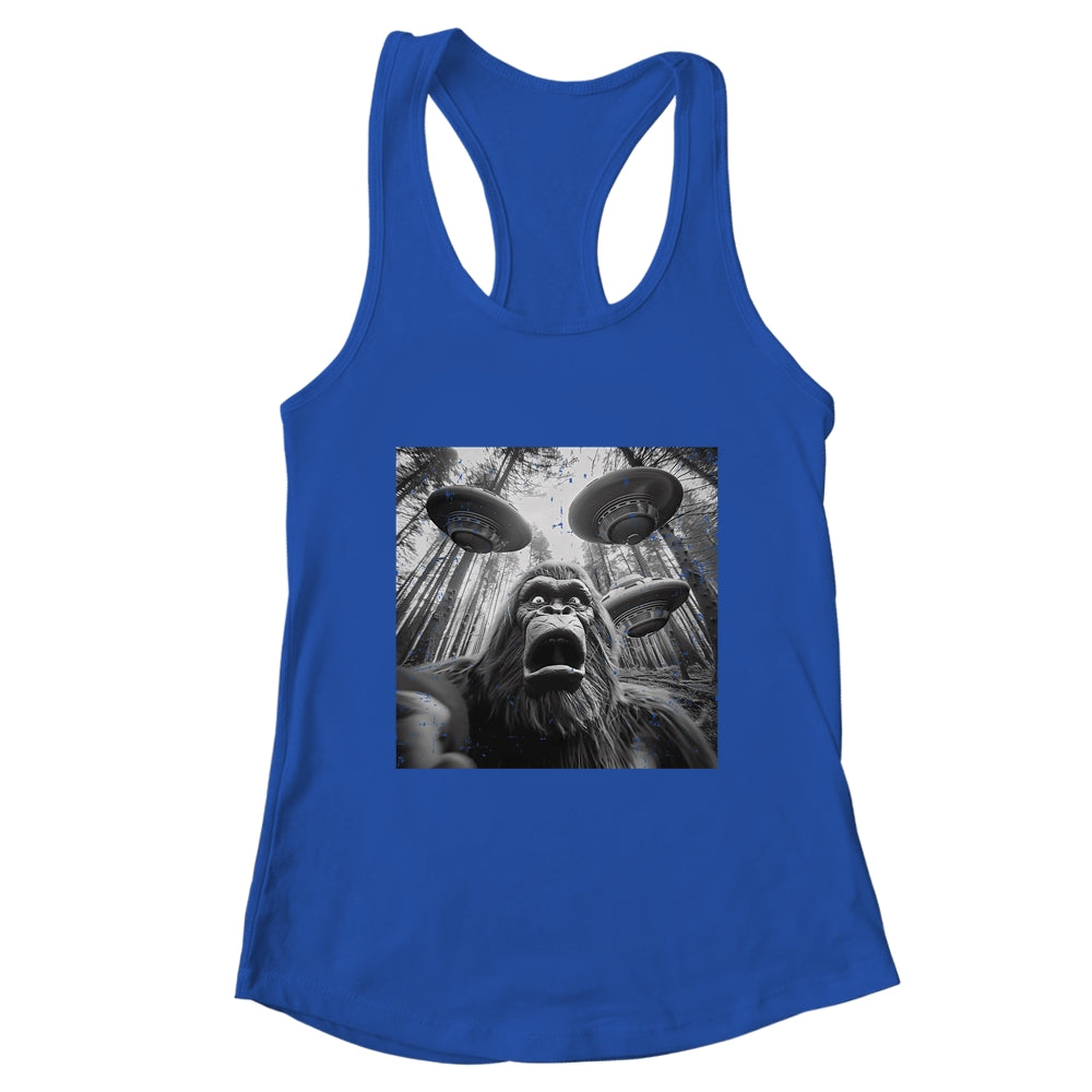 Funny Bigfoot Sasquatch Alien UFO Men Women Graphic Selfie Shirt & Tank Top | teecentury