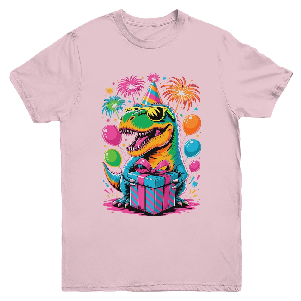 Funny Birthday Dinosaur Party T-Rex Retro Dinosaur Boy Girl Youth Shirt | teecentury