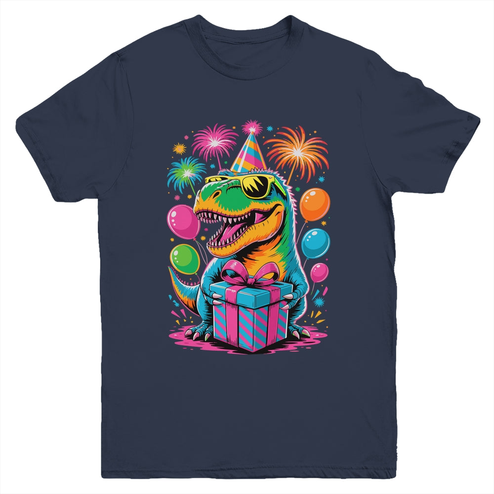 Funny Birthday Dinosaur Party T-Rex Retro Dinosaur Boy Girl Youth Shirt | teecentury