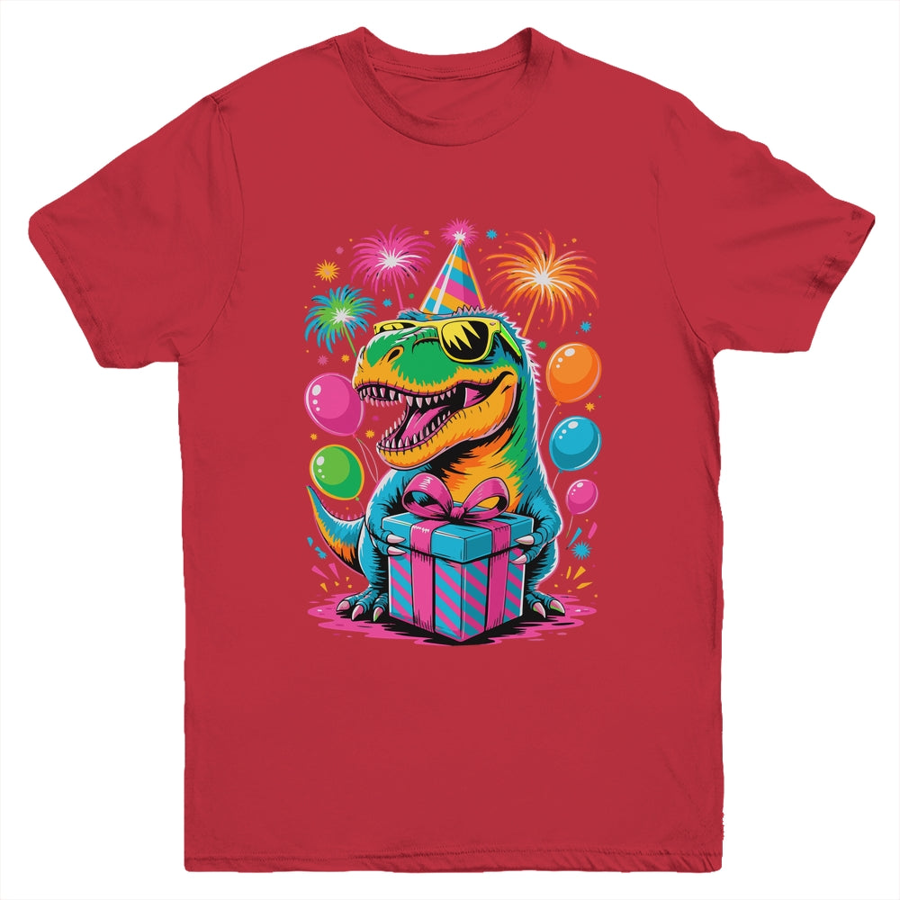 Funny Birthday Dinosaur Party T-Rex Retro Dinosaur Boy Girl Youth Shirt | teecentury