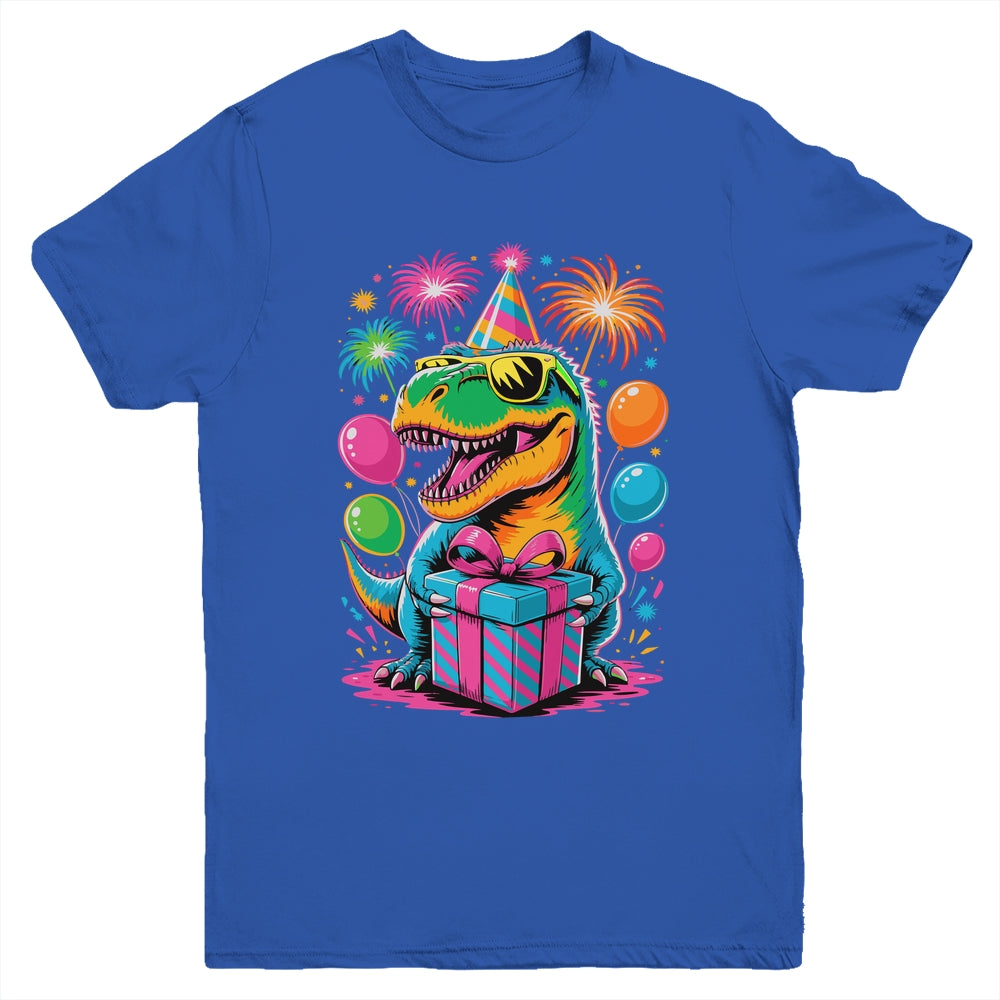 Funny Birthday Dinosaur Party T-Rex Retro Dinosaur Boy Girl Youth Shirt | teecentury