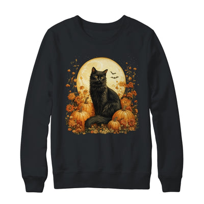 Funny Black Cat Pumpkins Fall Autumn Halloween Cat Costume Shirt & Sweatshirt | teecentury