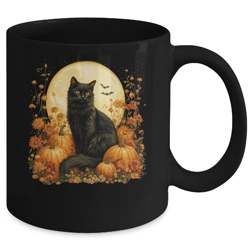 Funny Black Cat Pumpkins Fall Autumn Halloween Cat Costume Mug | teecentury