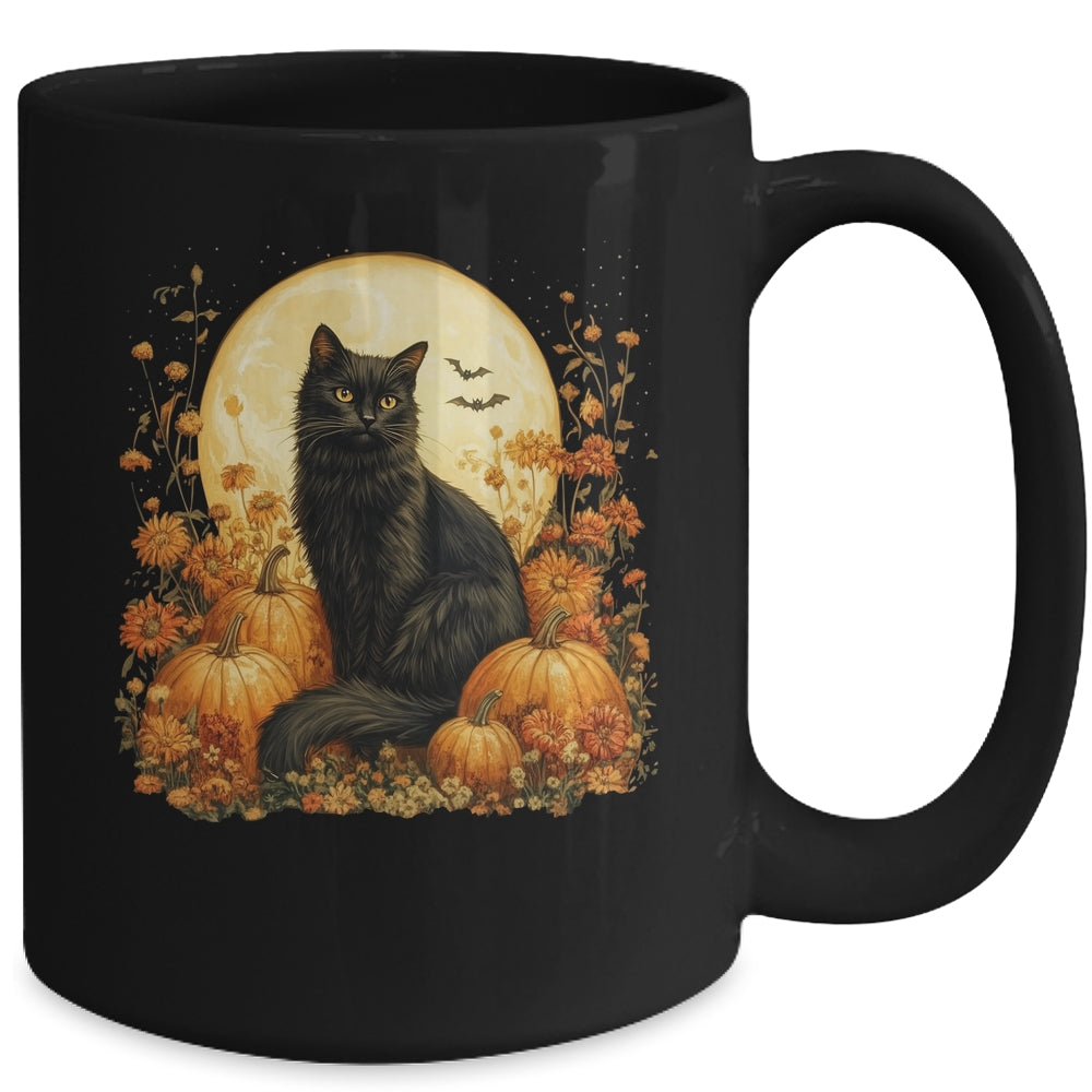 Funny Black Cat Pumpkins Fall Autumn Halloween Cat Costume Mug | teecentury