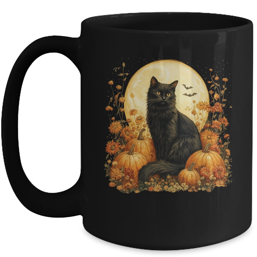 Funny Black Cat Pumpkins Fall Autumn Halloween Cat Costume Mug | teecentury