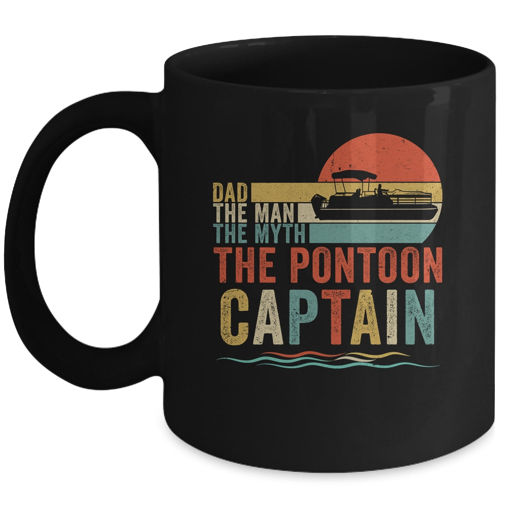 Funny Boat Boating Dad Man Myth Pontoon Captain Men Retro Mug | teecentury