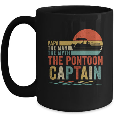 Funny Boat Boating Papa Man Myth Pontoon Captain Men Retro Mug | teecentury