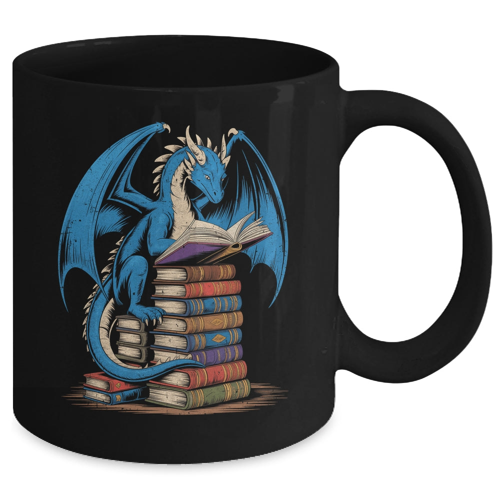 Funny Book Lover Bookworm Reading Books Dragon Reading Book Mug | teecentury