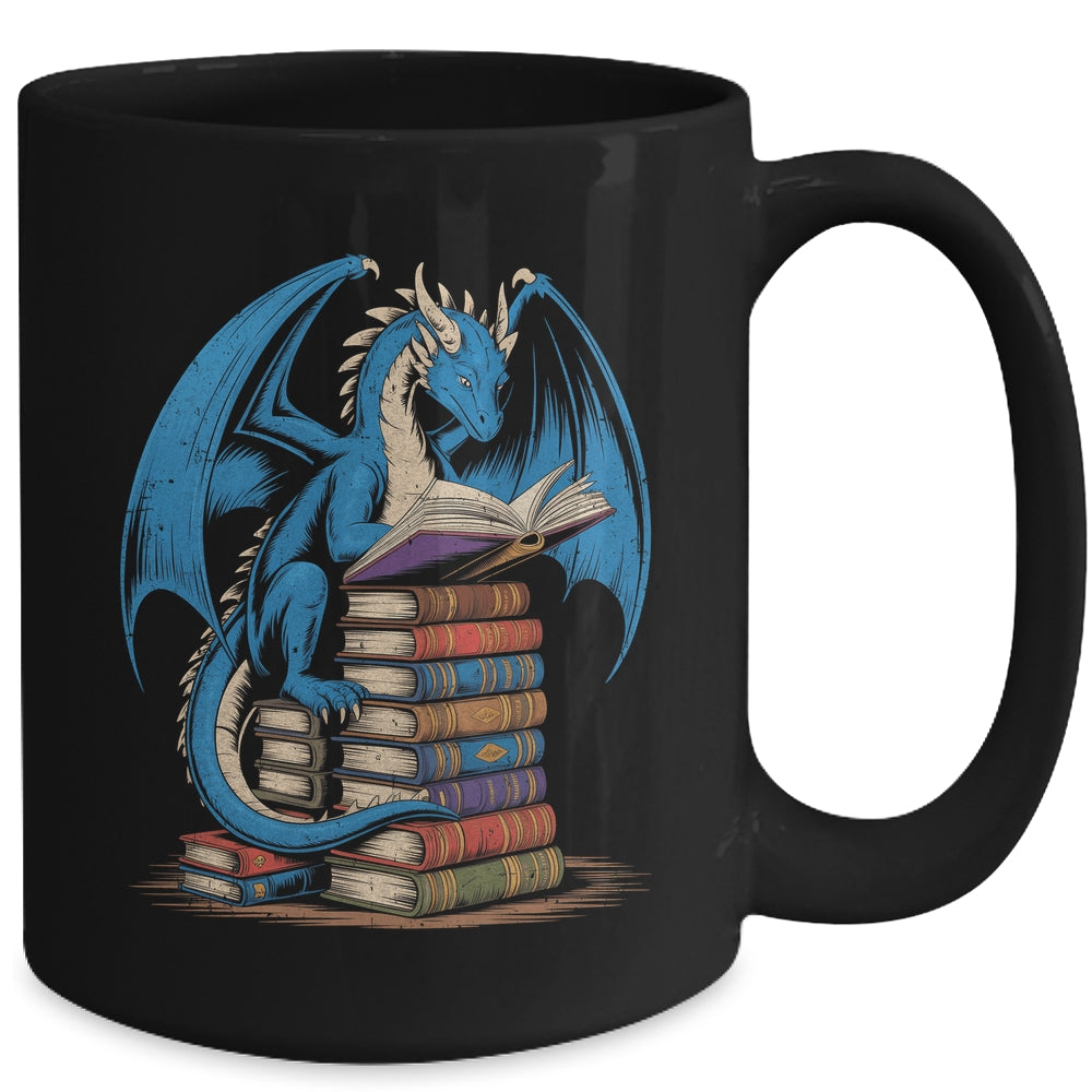 Funny Book Lover Bookworm Reading Books Dragon Reading Book Mug | teecentury