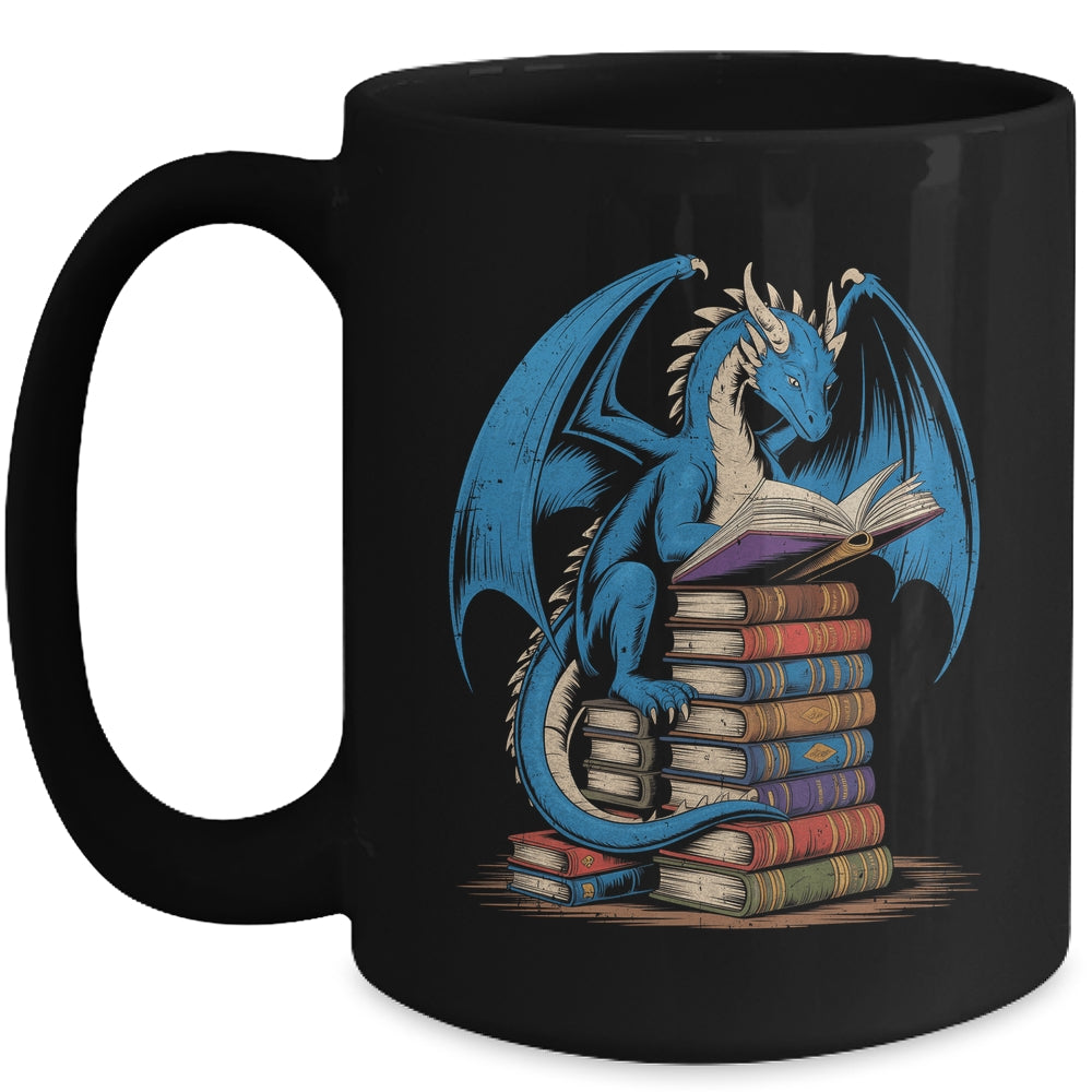 Funny Book Lover Bookworm Reading Books Dragon Reading Book Mug | teecentury