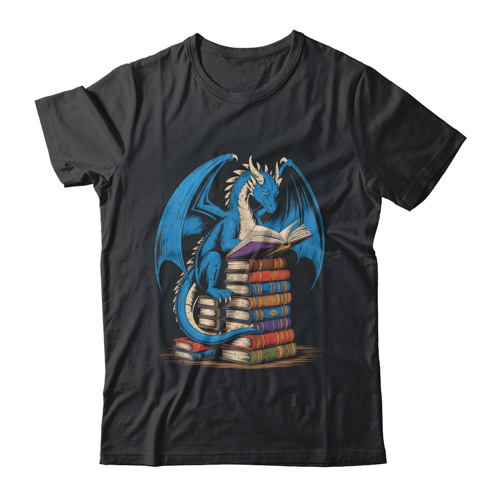 Funny Book Lover Bookworm Reading Books Dragon Reading Book Shirt & Hoodie | teecentury