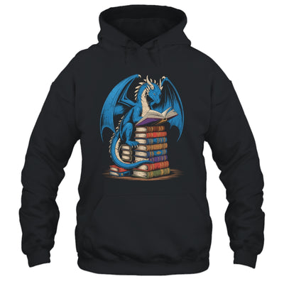Funny Book Lover Bookworm Reading Books Dragon Reading Book Shirt & Hoodie | teecentury