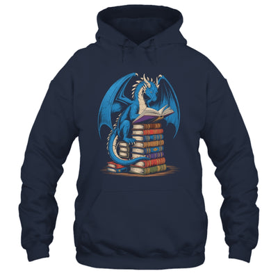 Funny Book Lover Bookworm Reading Books Dragon Reading Book Shirt & Hoodie | teecentury