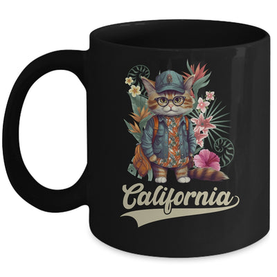 Funny California Stylish Cat In Beach Clothes Mug | teecentury