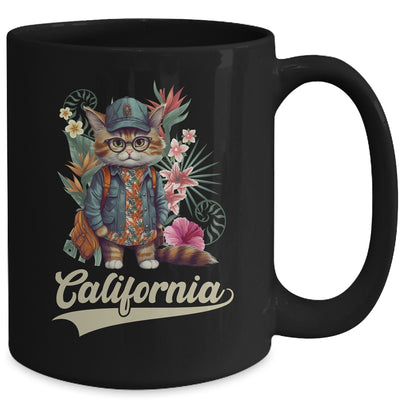 Funny California Stylish Cat In Beach Clothes Mug | teecentury