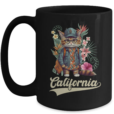 Funny California Stylish Cat In Beach Clothes Mug | teecentury