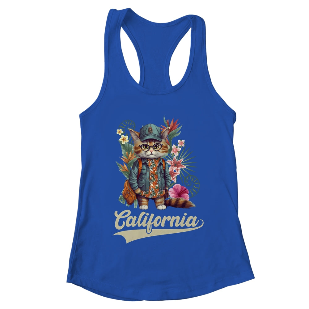 Funny California Stylish Cat In Beach Clothes Shirt & Tank Top | teecentury