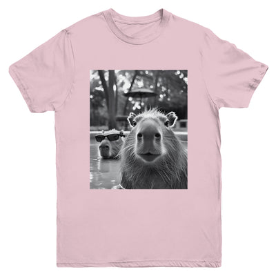 Funny Capybara Cool Capybara Selfie Caby Lover Kids Boy Girl Youth Shirt | teecentury