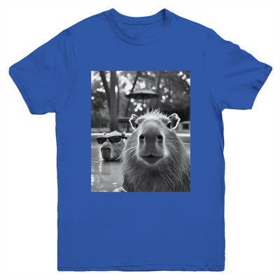 Funny Capybara Cool Capybara Selfie Caby Lover Kids Boy Girl Youth Shirt | teecentury