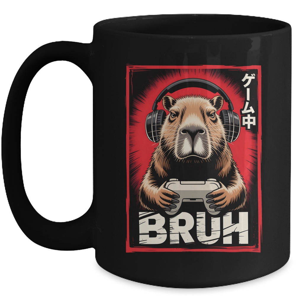 Funny Capybara Gamer Bruh Graphic Men Boys Teens Gaming Mug | teecentury