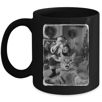 Funny Cat Selfie With Santa Christmas Cat Lover Men Women Mug | teecentury